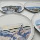 Hand painted porcelain plate with landscape decoration
