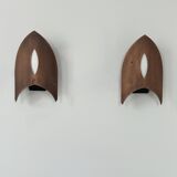 Pair of vintage matte copper wall lights, France, 1970.