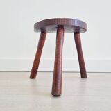 Tabouret tripode en bois massif - porte plante brutaliste