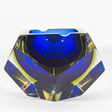 Blue and yellow Murano Mandruzzato ashtray
