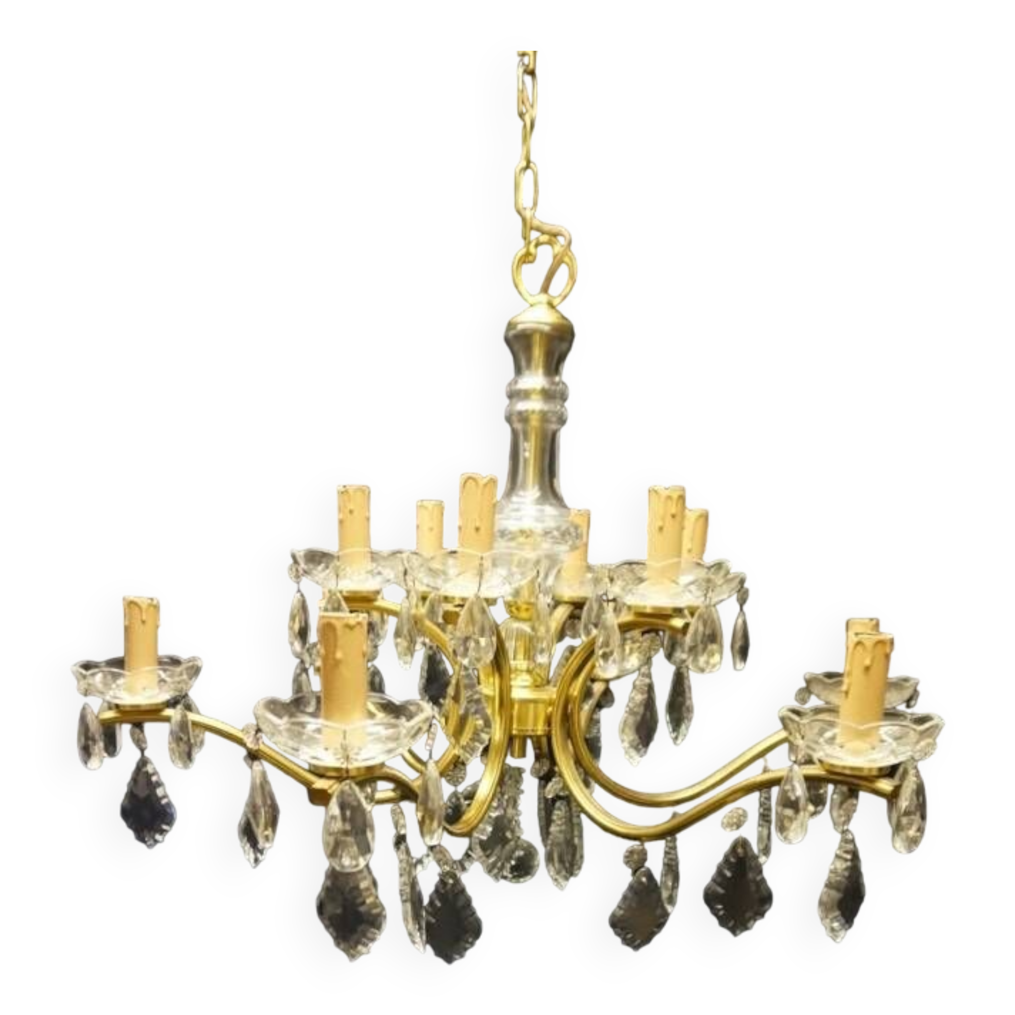 Bronze chandelier, crystal.