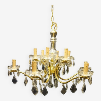 Bronze chandelier, crystal.