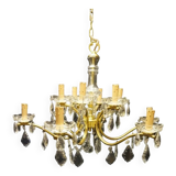 Bronze chandelier, crystal.