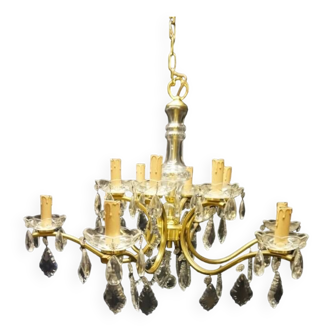 Bronze chandelier, crystal.