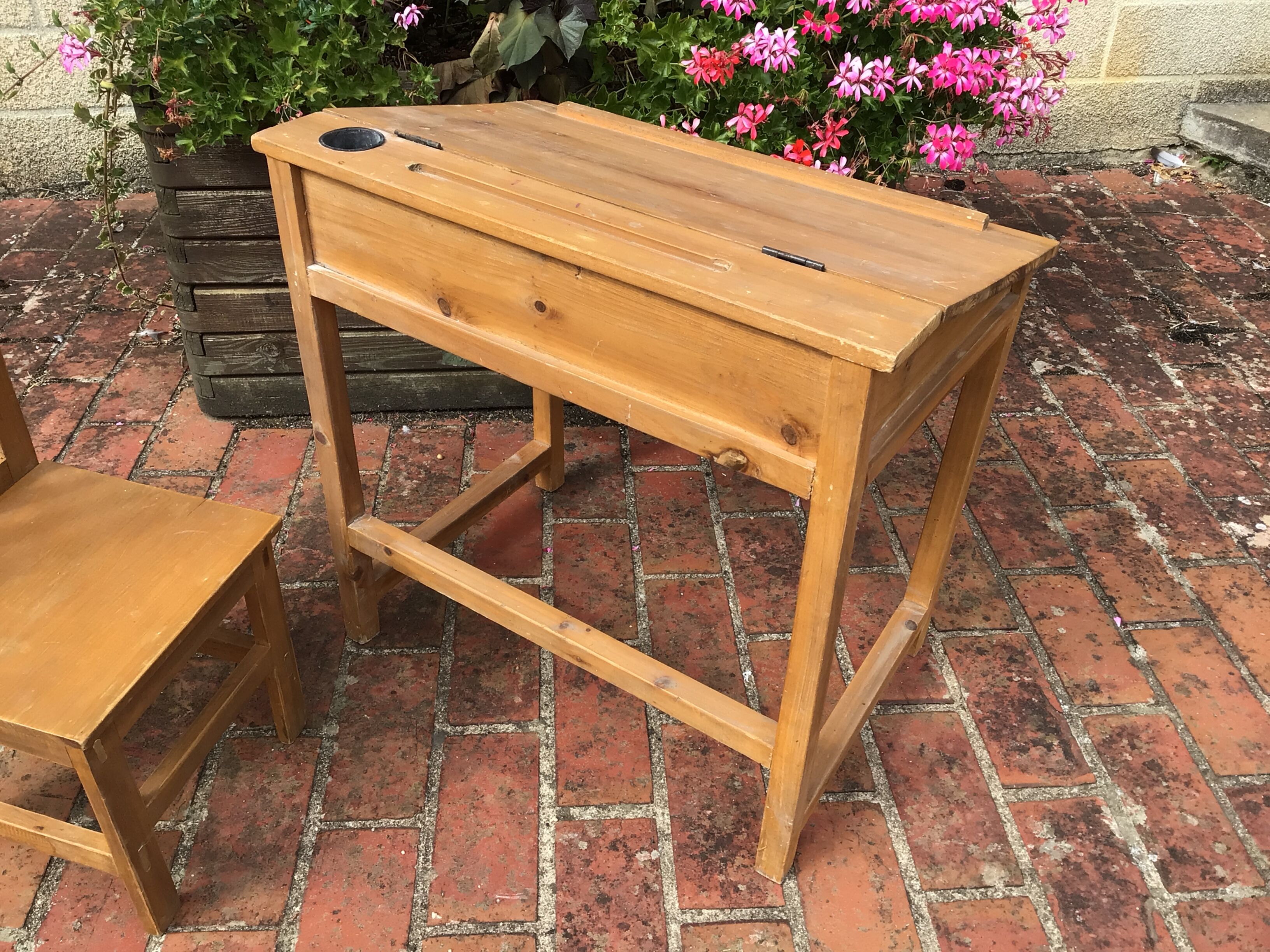 School desk with wooden chair