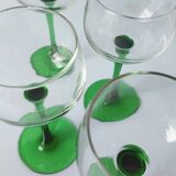 4 Verres à pied à vin alsacien vert