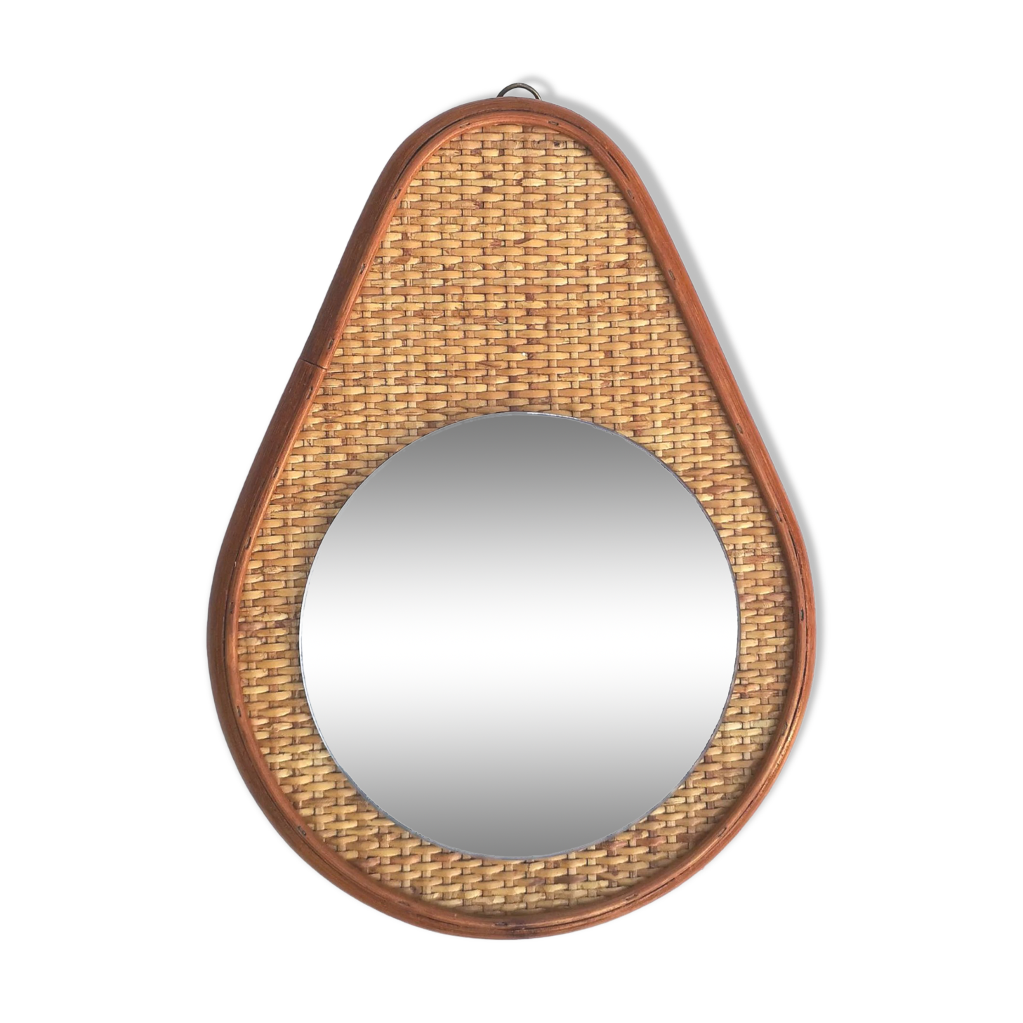 Miroir vintage en rotin, 32,5x24 cm
