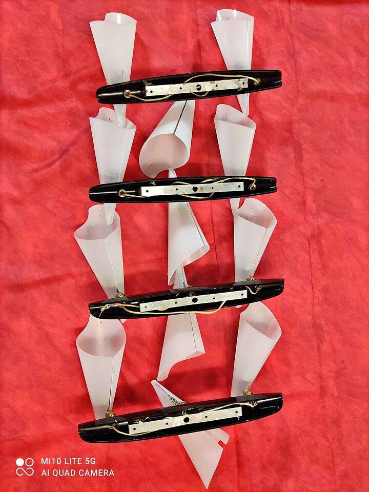 2 vintage plexiglass cornet wall lights 1970