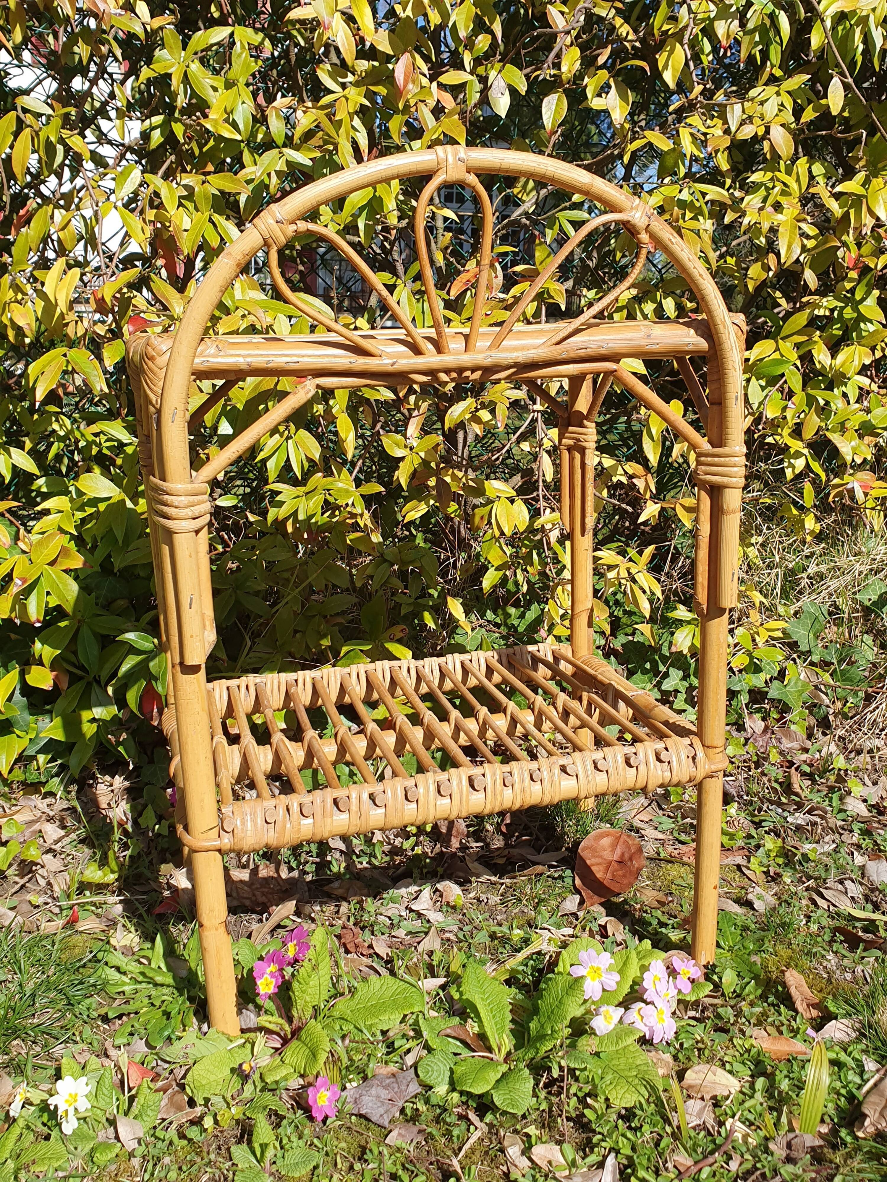 Vintage rattan bedside table