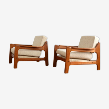 Pair of scandinavian armchairs danish teck 1960s