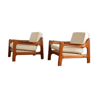 Pair of scandinavian armchairs danish teck 1960s