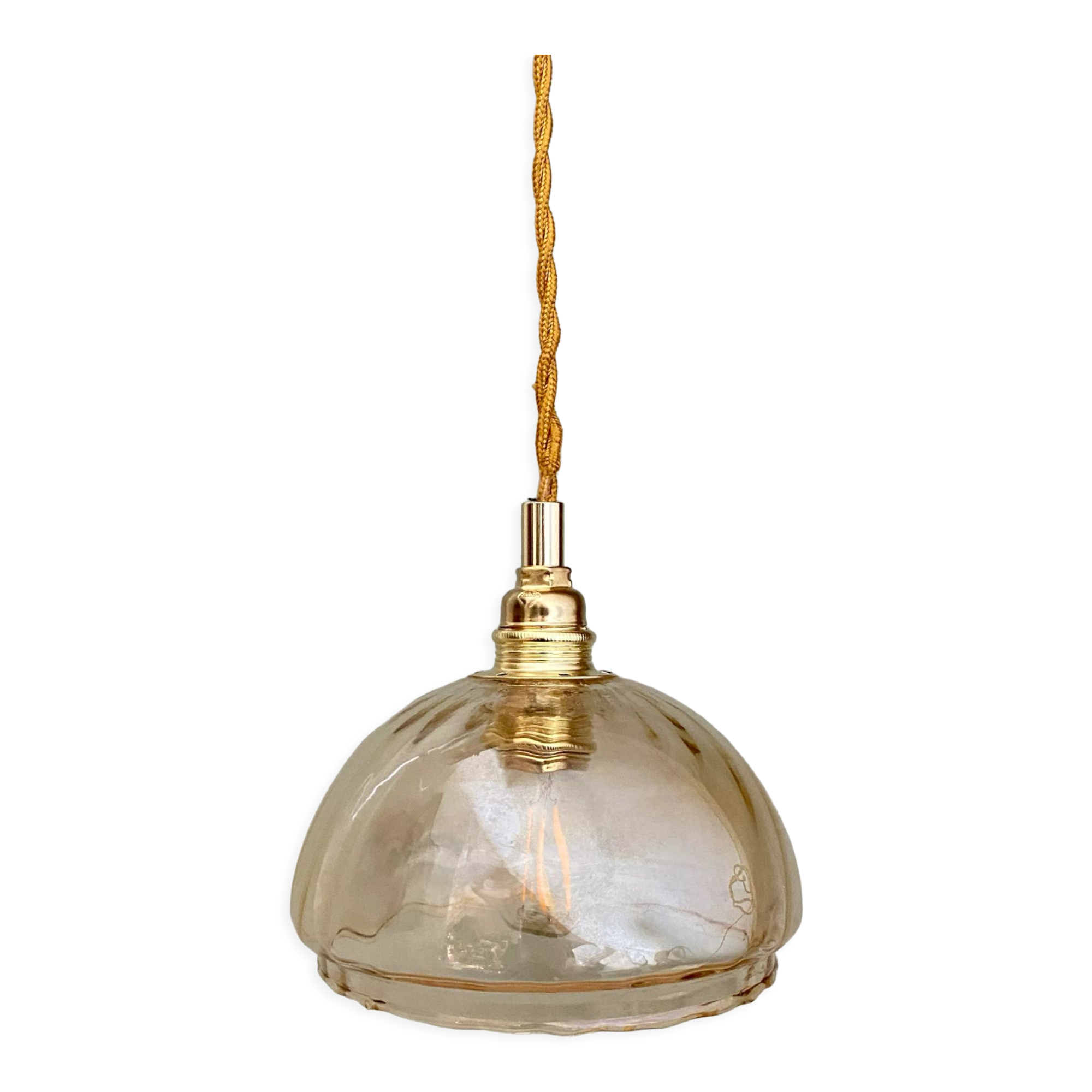 Vintage amber glass globe walker