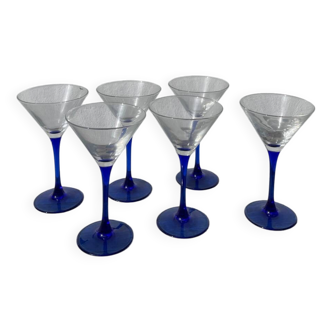 6 Verres à cocktail couleur bleu 1970