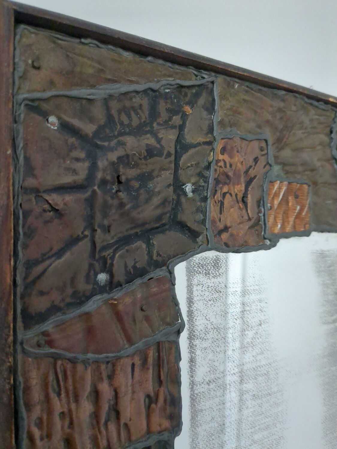 Rare old brutalist design mirror from the 70s