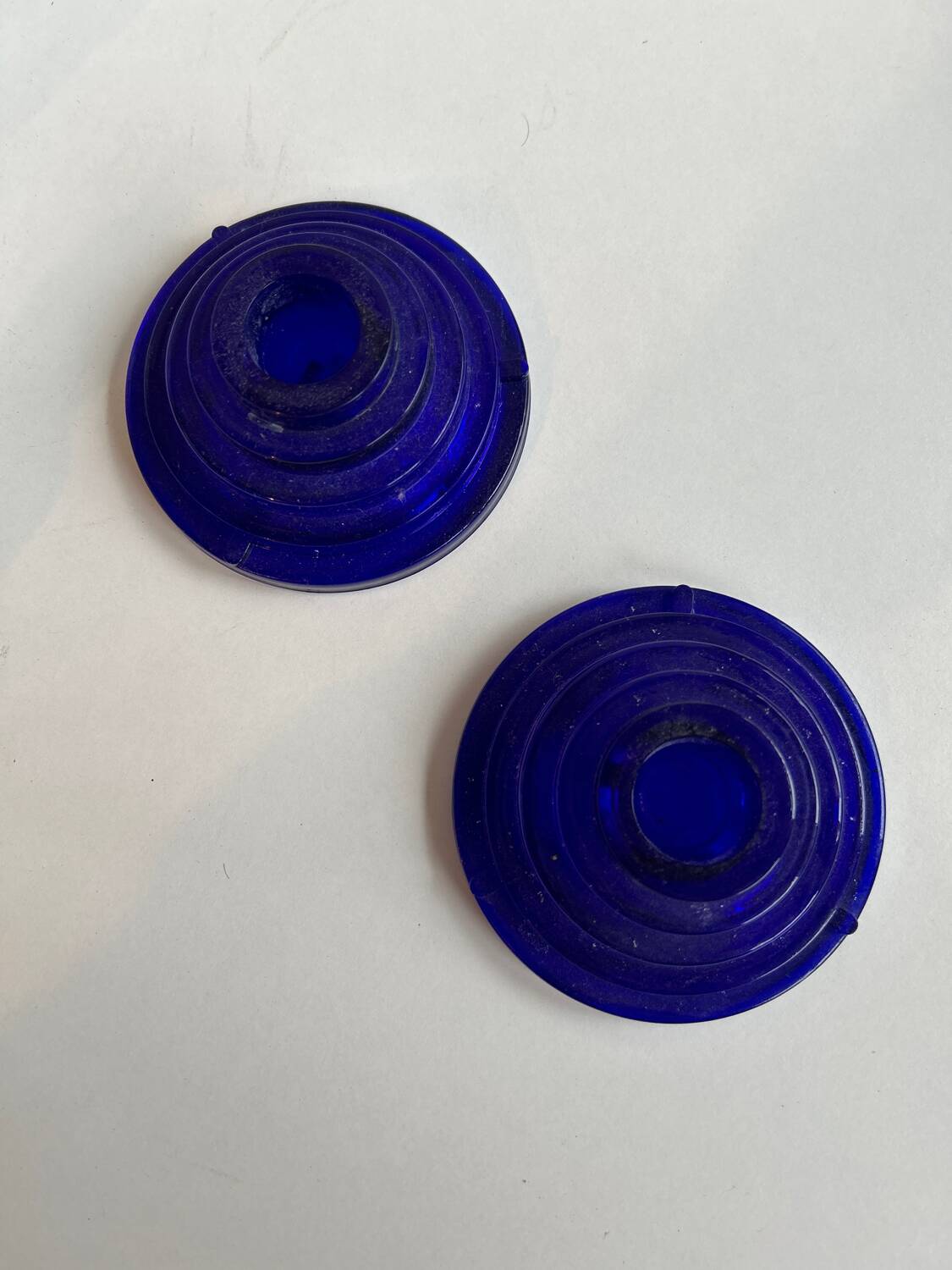 Pair of blue glass candlesticks