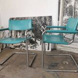 Pair of cantilever in leather and chrome 1970