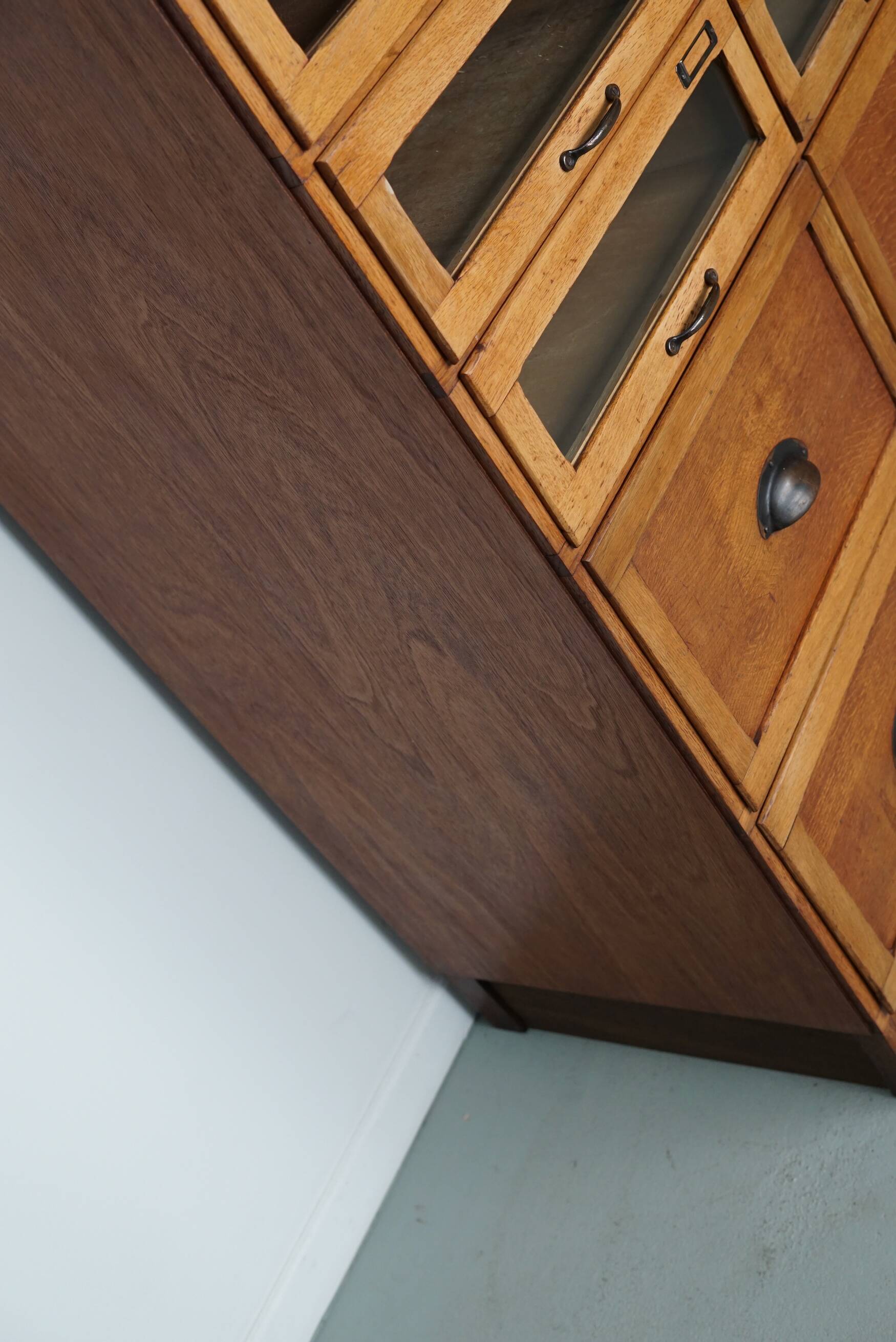 English Haberdashery Shop Cabinet with Glass Fronted Drawers, Circa 1930s