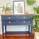 Console Louis XVI Oxford Navy – Meuble peint à la main vintage