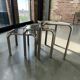 Set of 3 vintage chrome nesting tables with smoked glass.