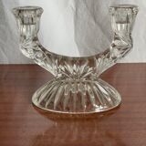 Mid-century pressed glass double candle holder