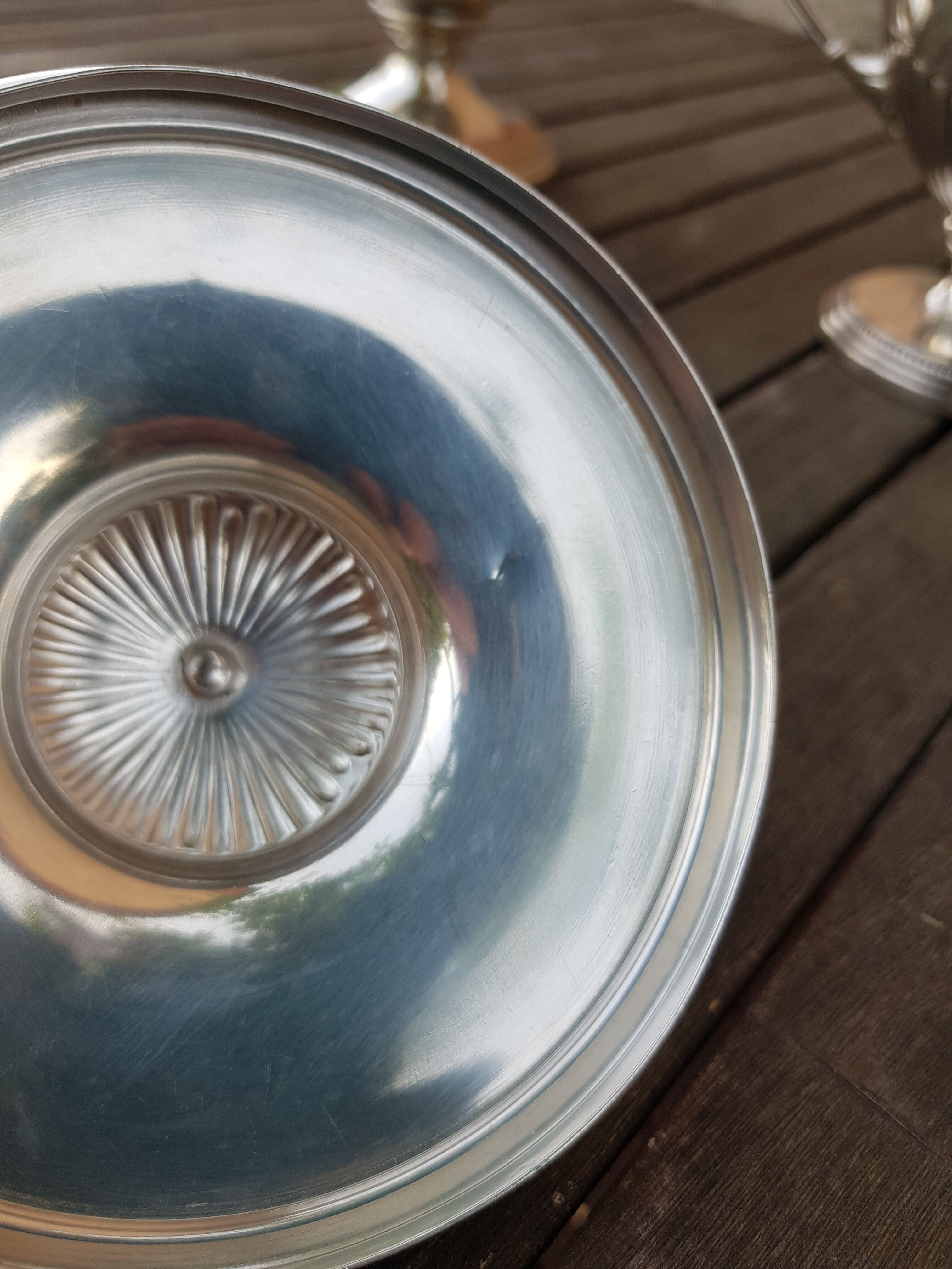 Silver metal coffee serving part