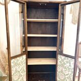 Glass cabinet in bamboo and cane