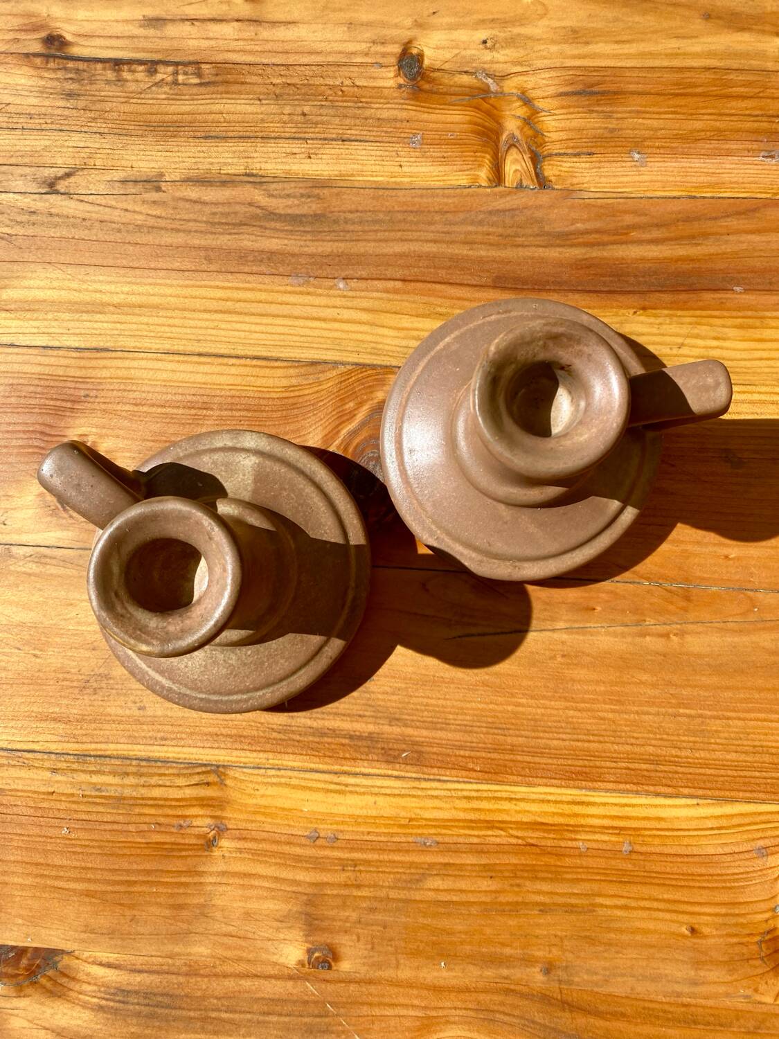 Vintage stoneware candle holders