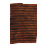 5x7 Striped Pattern Terracotta Vintage Kilim Rug, 146x220Cm