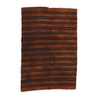 5x7 Striped Pattern Terracotta Vintage Kilim Rug, 146x220Cm