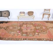 Vintage Turkish Hand-Knotted Wool Cotton Orange Runner 159x366