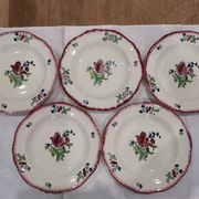 Set of 5 old hollow plates in gien earthenware model "lorraine"