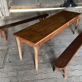 Pair of large solid oak farm benches