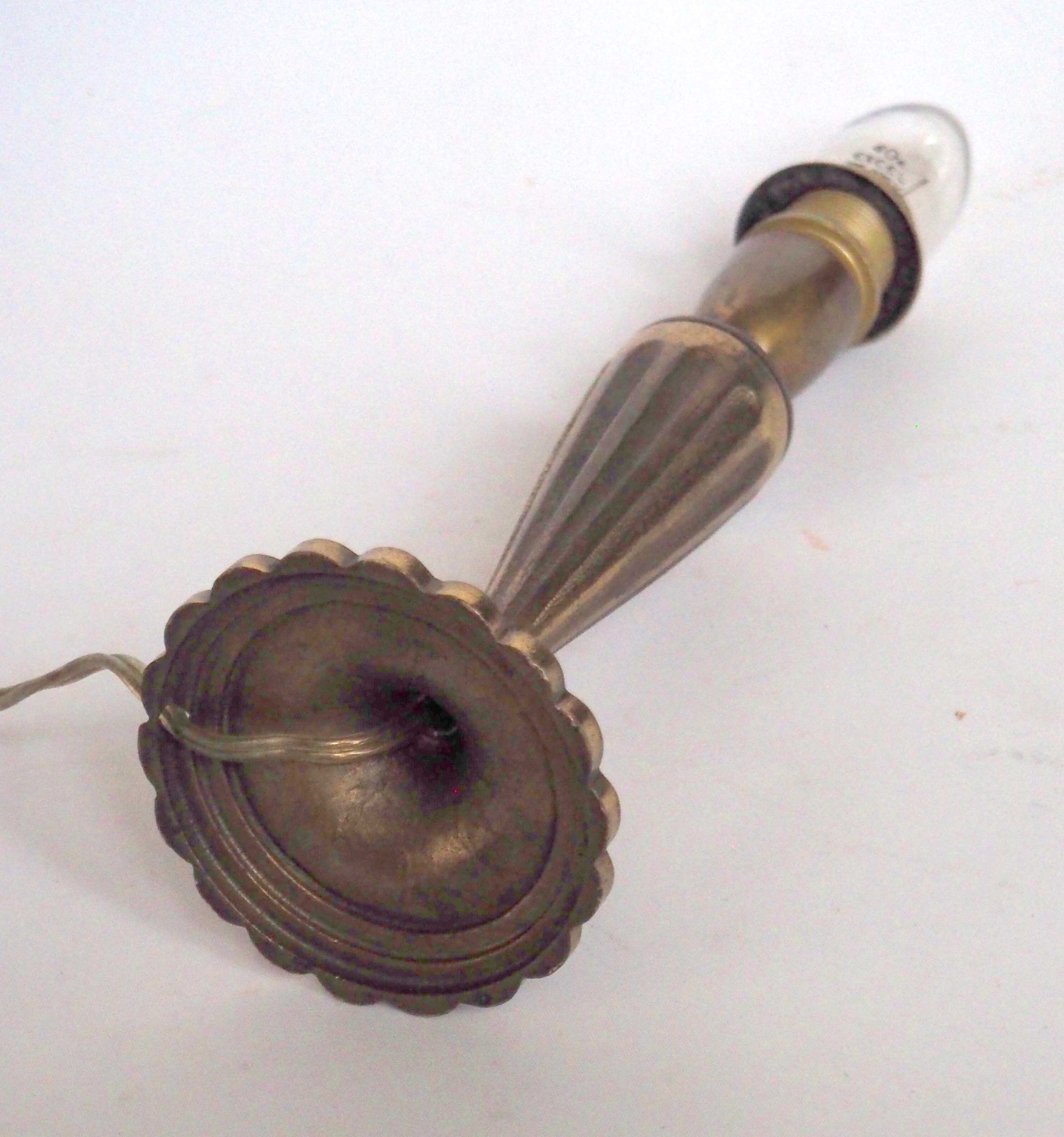 Pied de lampe bronze cannelé