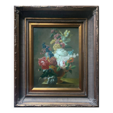 Tableau hst "composition florale" ec. xx° fleurs signée + cadre