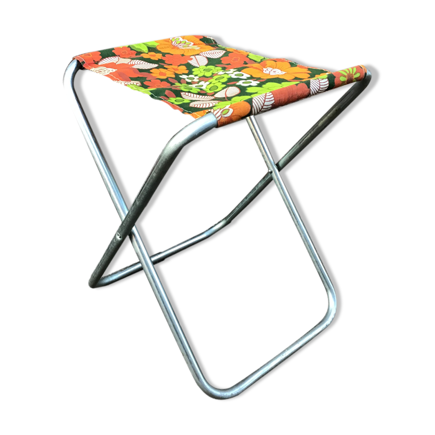 Seat stool vintage camping folding peach of the 60s/70s