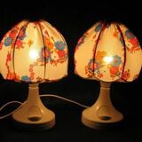 2 lampes de chevet Bonalux 1960 / 70 motif fleurs