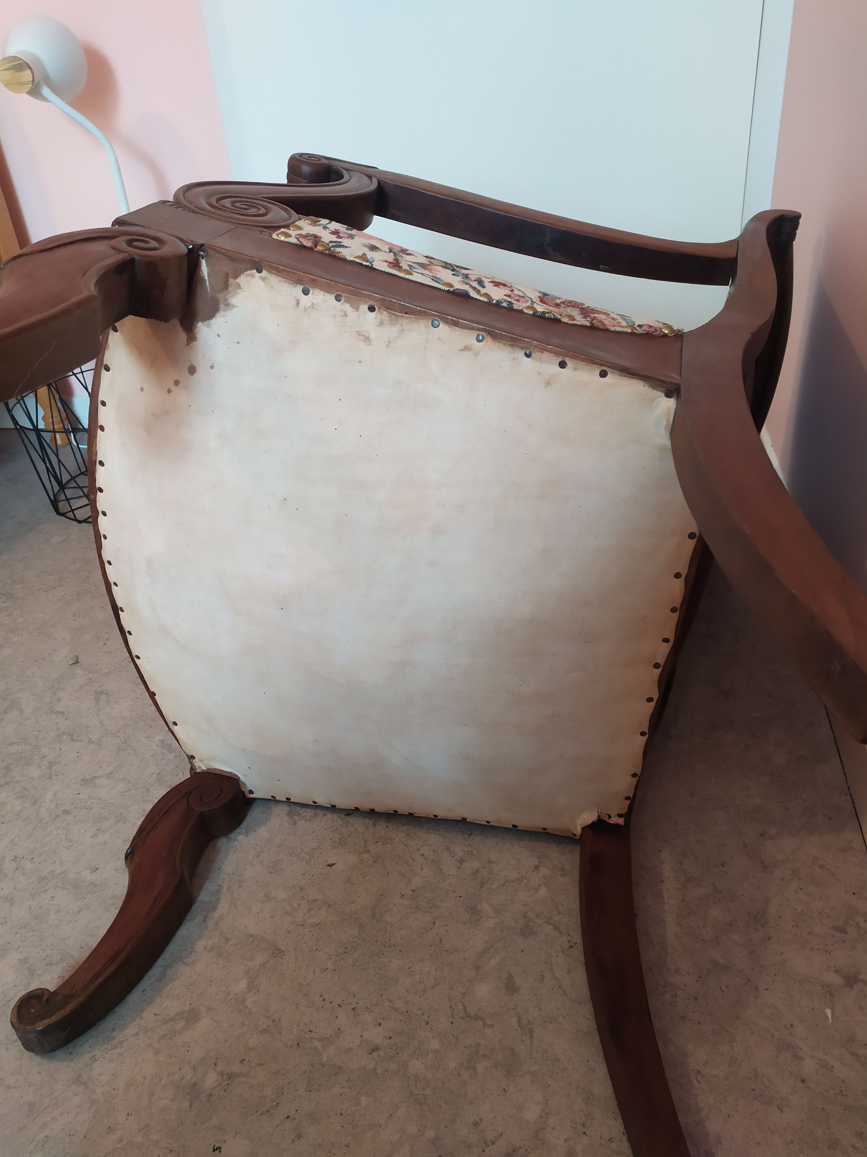 Wooden armchair and fabric