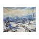 Ancient painting, winter landscape in Auvergne, signed, 20th century