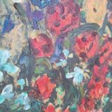Tableau bouquet de fleurs par Anton Lamprecht huile sur toile