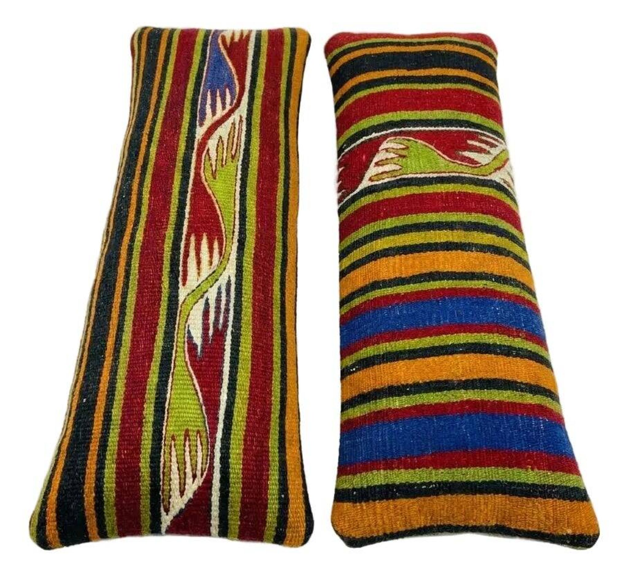 Set of 2 vintage kilim cushion covers 20x51 cm
