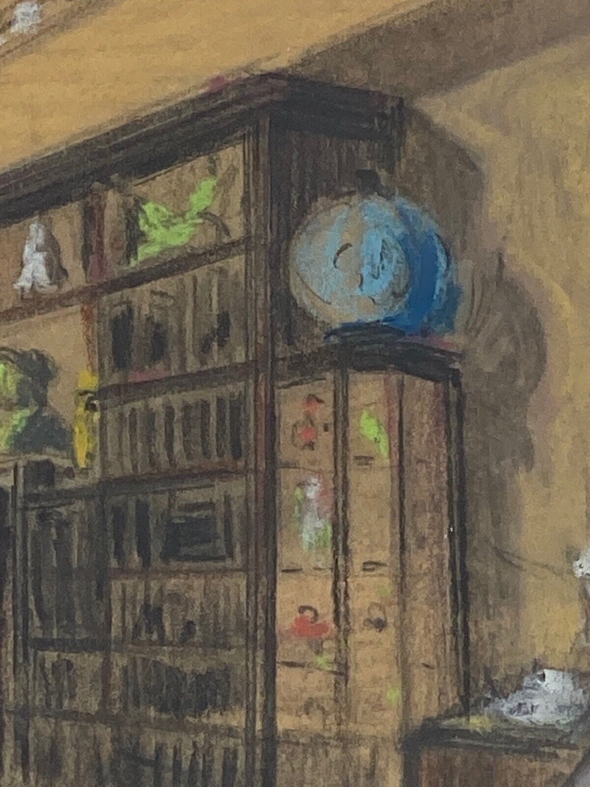 Watercolor sign andre brif or prif interior drawing library 1925