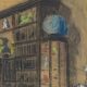 Watercolor sign andre brif or prif interior drawing library 1925
