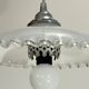 Art Deco opaline pendant light with metal lace balcony