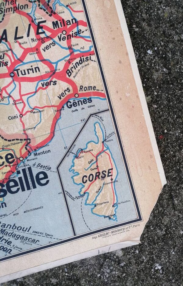 Ancienne carte France Chemins de fer Lablache.