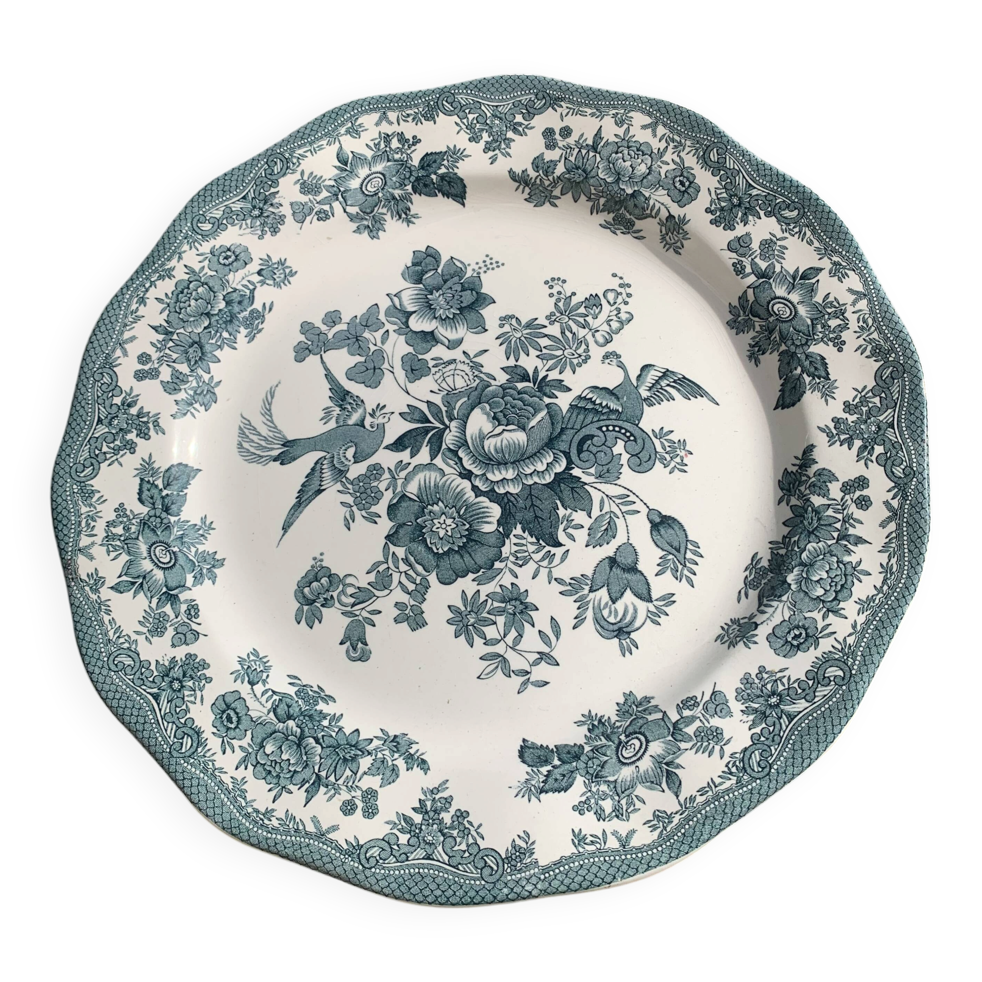 Enoch Wedgwood England cake dish Asiatic pheasants antique