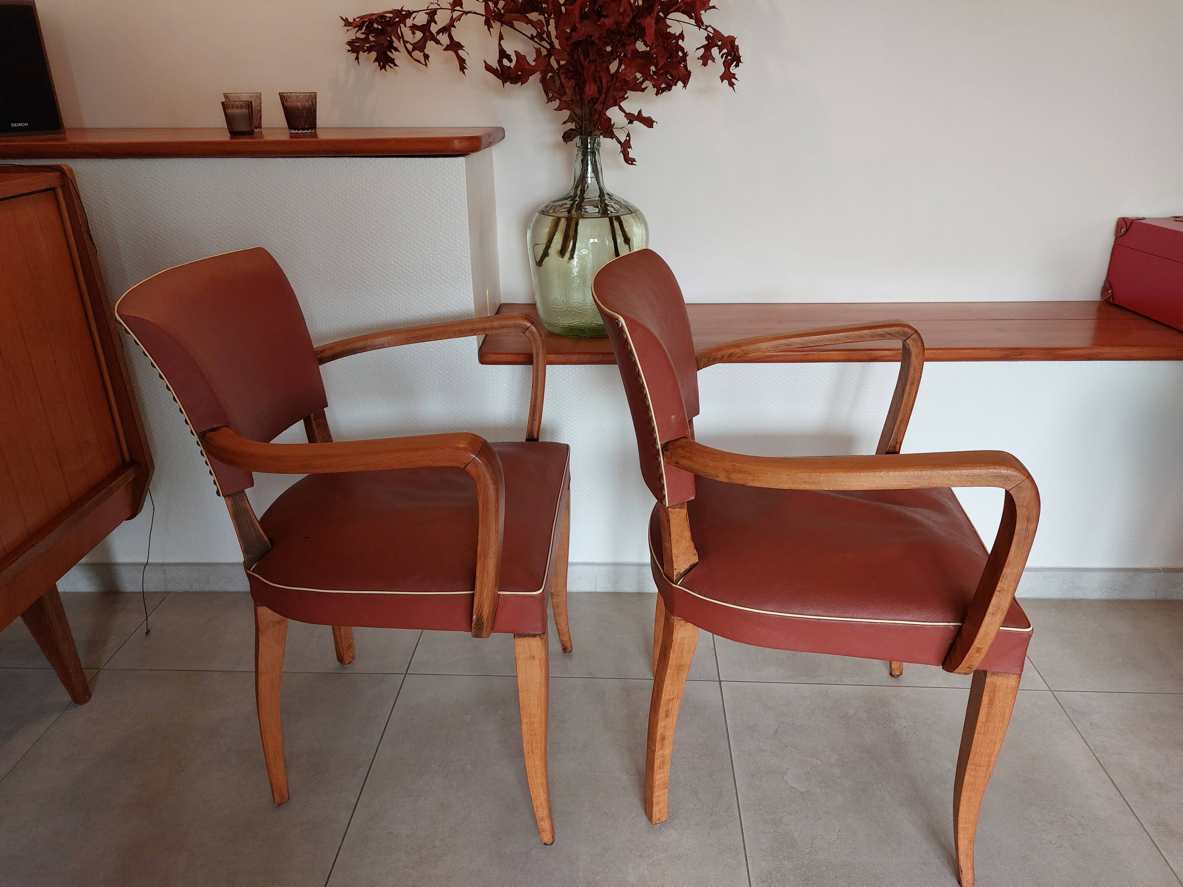 2 terra cota color bridge armchairs