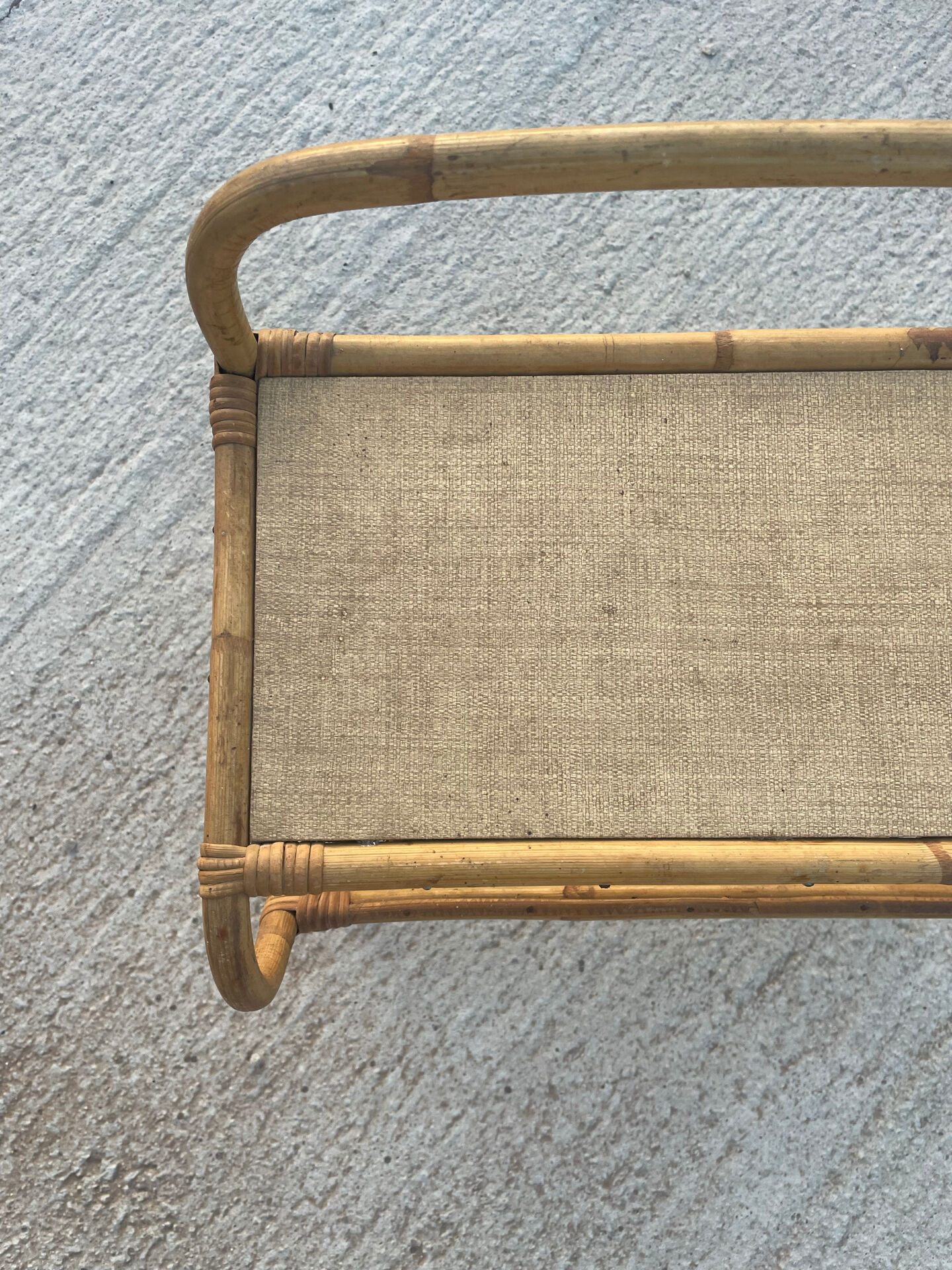 Vintage rattan side table with magazine rack