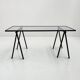 Trestle desk in glass and metal by Rodney Kinsman for Bieffeplast, 80