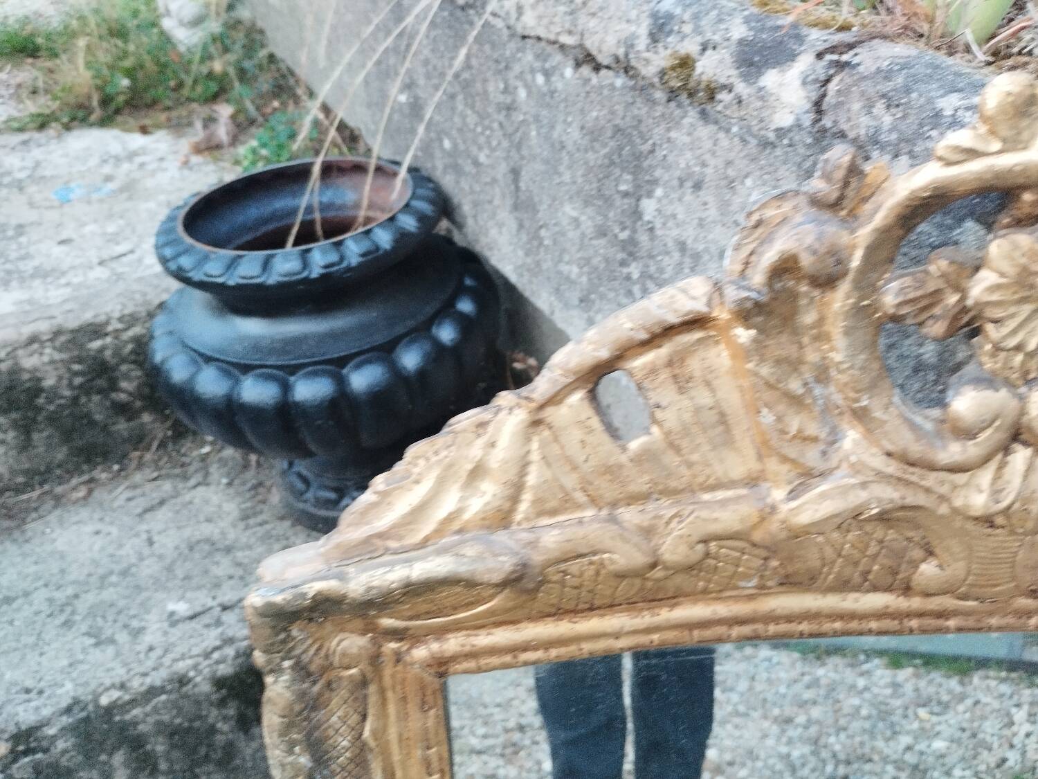 Antique Louis XVI style gilded wood mirror