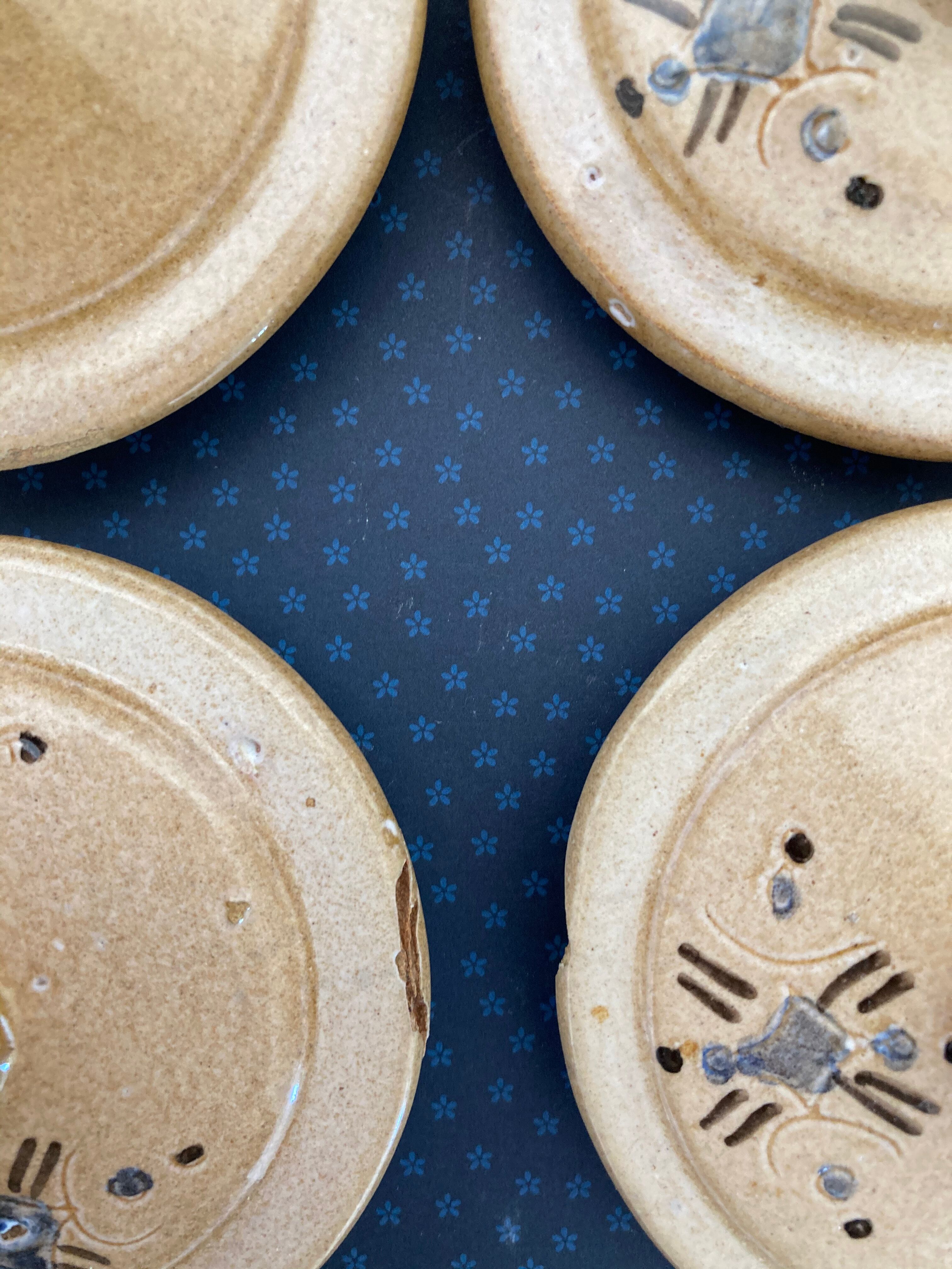 Lot of 6 enamelled terracotta pots - Moroccan pottery